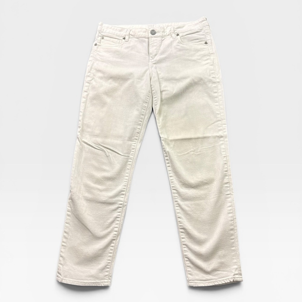 KUT from Kloth Straight Leg Jeans 12 White Stretch Denim Straight Mid Rise